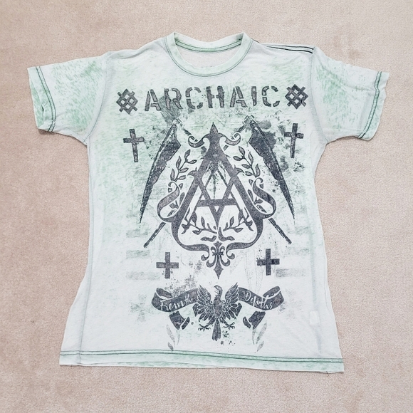 Archaic by Affliction Men's Burnout T-shirt Made In USA Size Medium Y2K - Picture 1 of 10